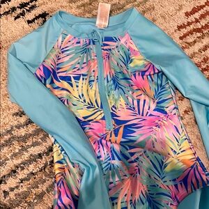 Cat & Jack Blue and Pink Tropical Rashguard